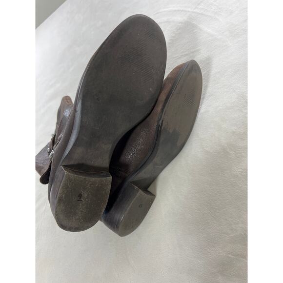 Marc Fisher Brown Leather Zip Heeled Boot Bootie Spring Fall Concert Festival - Picture 7 of 10